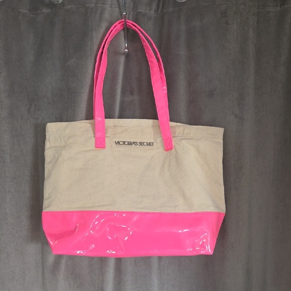 Victoria's Secret Handbags - Victoria's Secret Vibrant Pink and Tan Tote